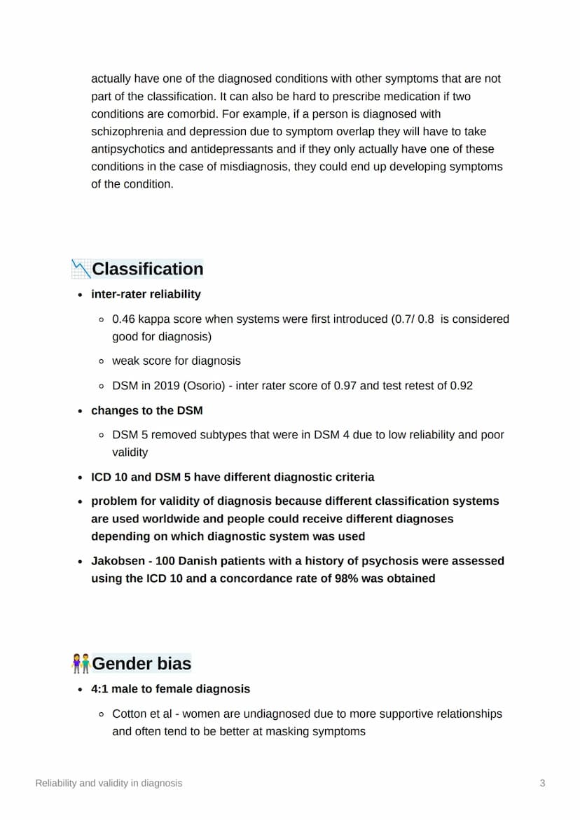 I
Reliability and validity in
diagnosis
• reliability - the extent to which a finding is consistent
o inter-rater reliability - the extent t