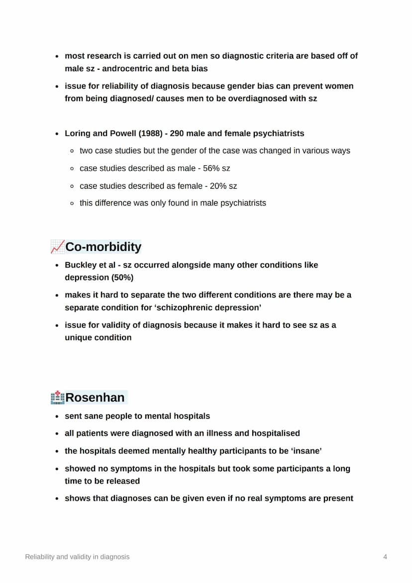 I
Reliability and validity in
diagnosis
• reliability - the extent to which a finding is consistent
o inter-rater reliability - the extent t