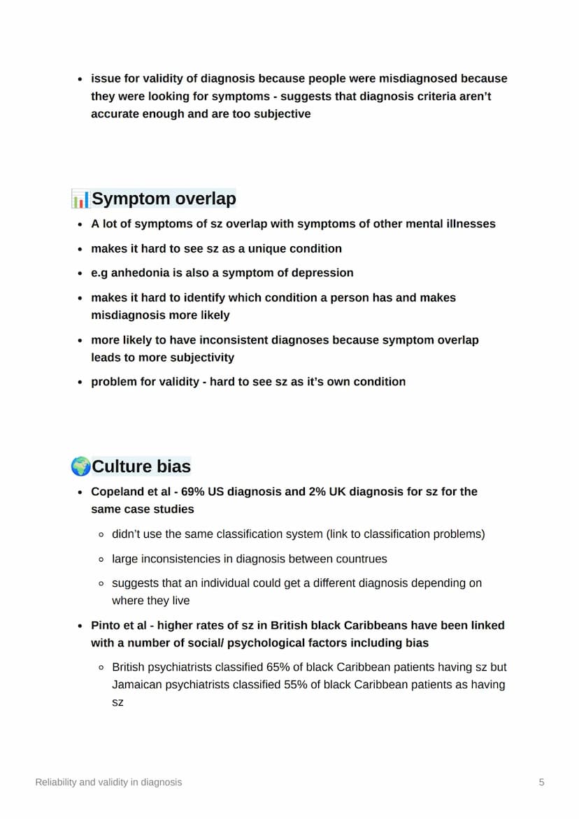 I
Reliability and validity in
diagnosis
• reliability - the extent to which a finding is consistent
o inter-rater reliability - the extent t