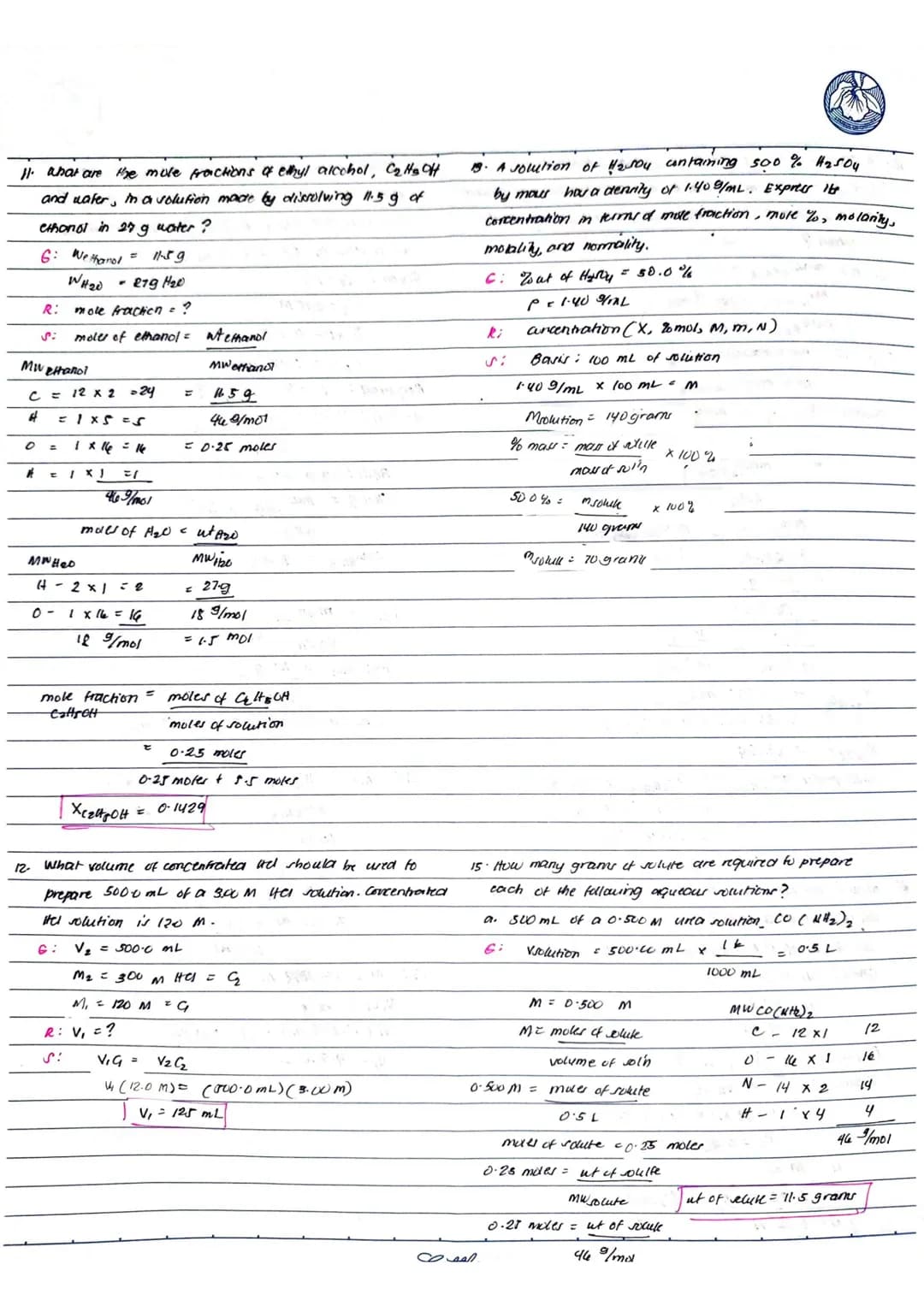 
<h2 id="percentbyweightconcentrationofnaclsolution">Percent by Weight Concentration of NaCl Solution</h2>
<p>In a solution made by dissolvi