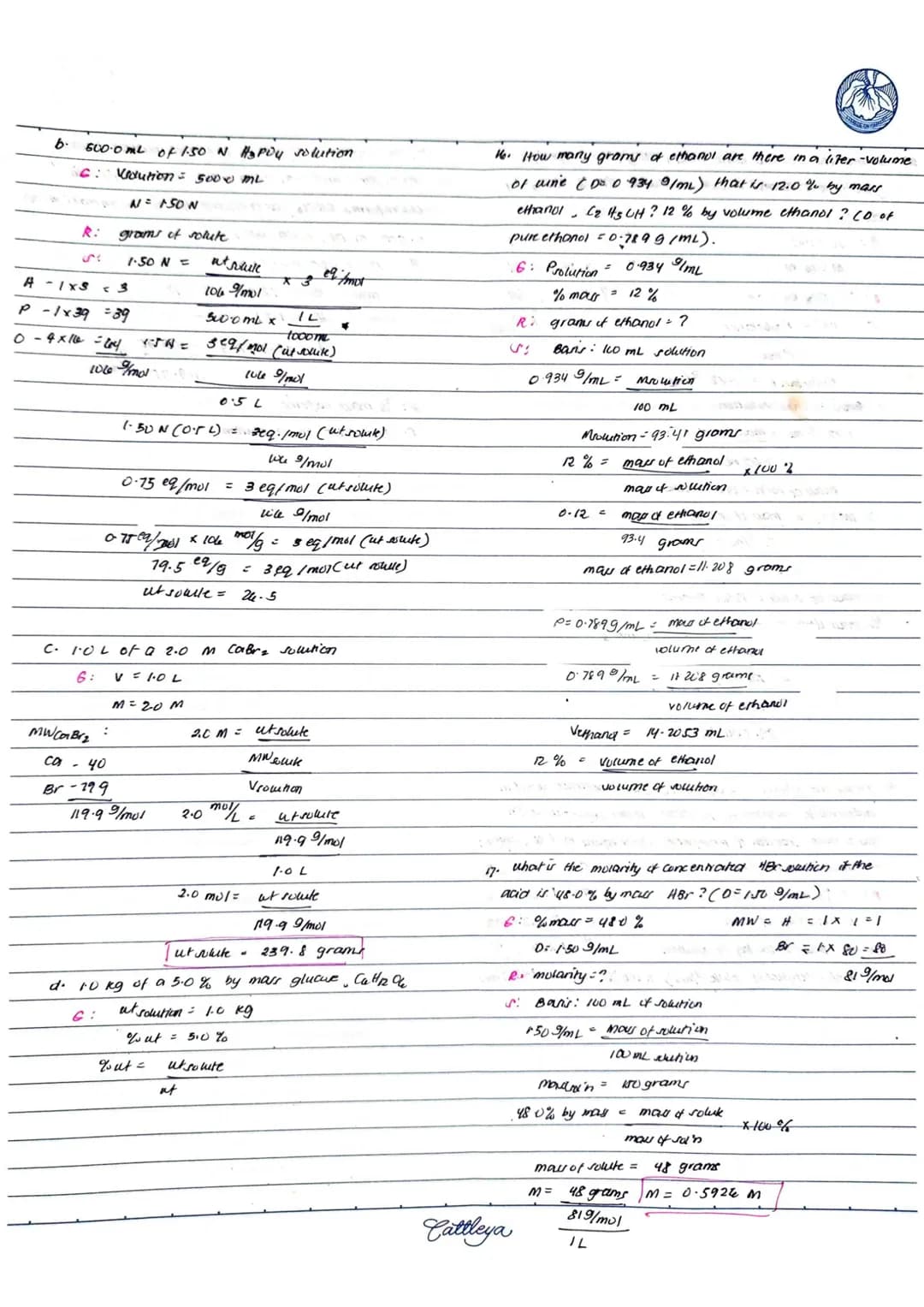 
<h2 id="percentbyweightconcentrationofnaclsolution">Percent by Weight Concentration of NaCl Solution</h2>
<p>In a solution made by dissolvi