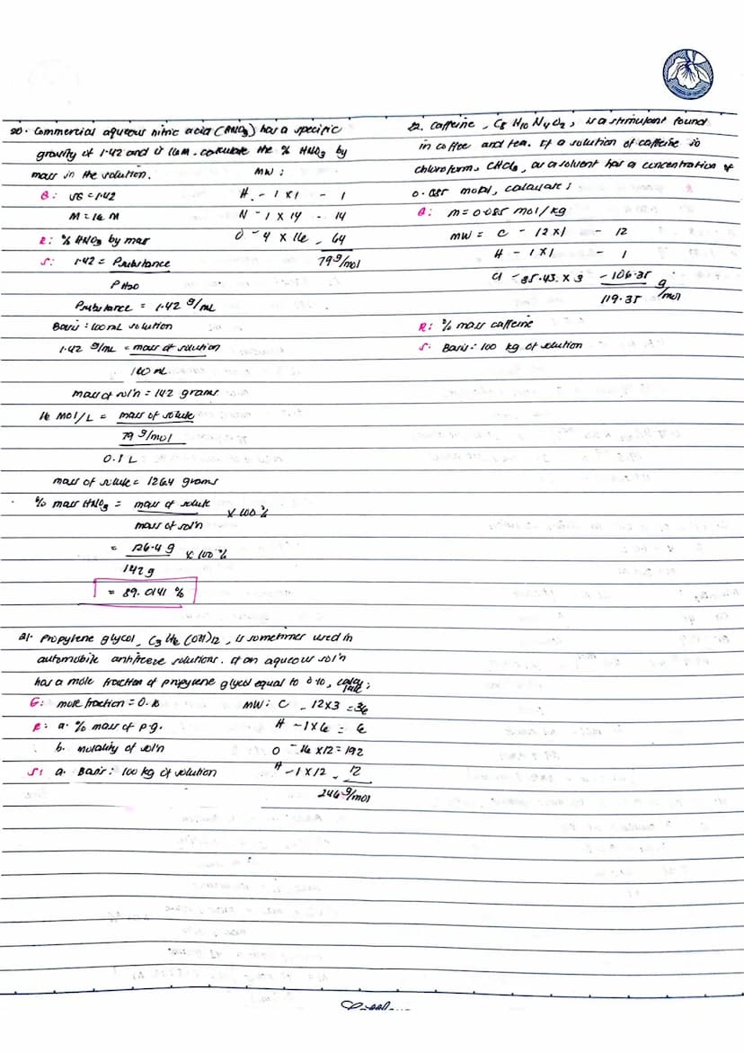 
<h2 id="percentbyweightconcentrationofnaclsolution">Percent by Weight Concentration of NaCl Solution</h2>
<p>In a solution made by dissolvi