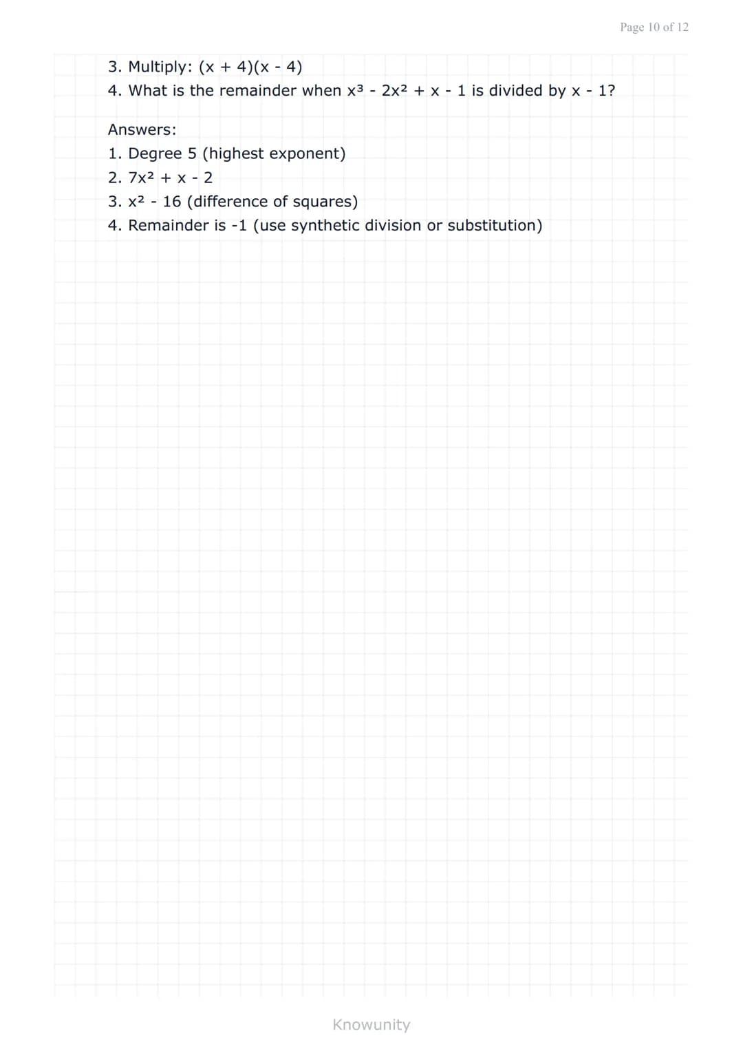 # Polynomials and polynomial functions: Operations on polynomials

Master addition, subtraction, multiplication, and division of polynomials
