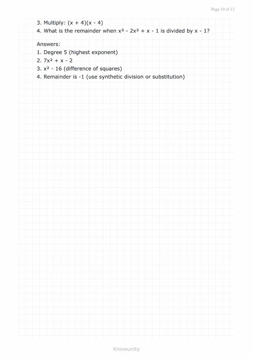 # Polynomials and polynomial functions: Operations on polynomials

Master addition, subtraction, multiplication, and division of polynomials
