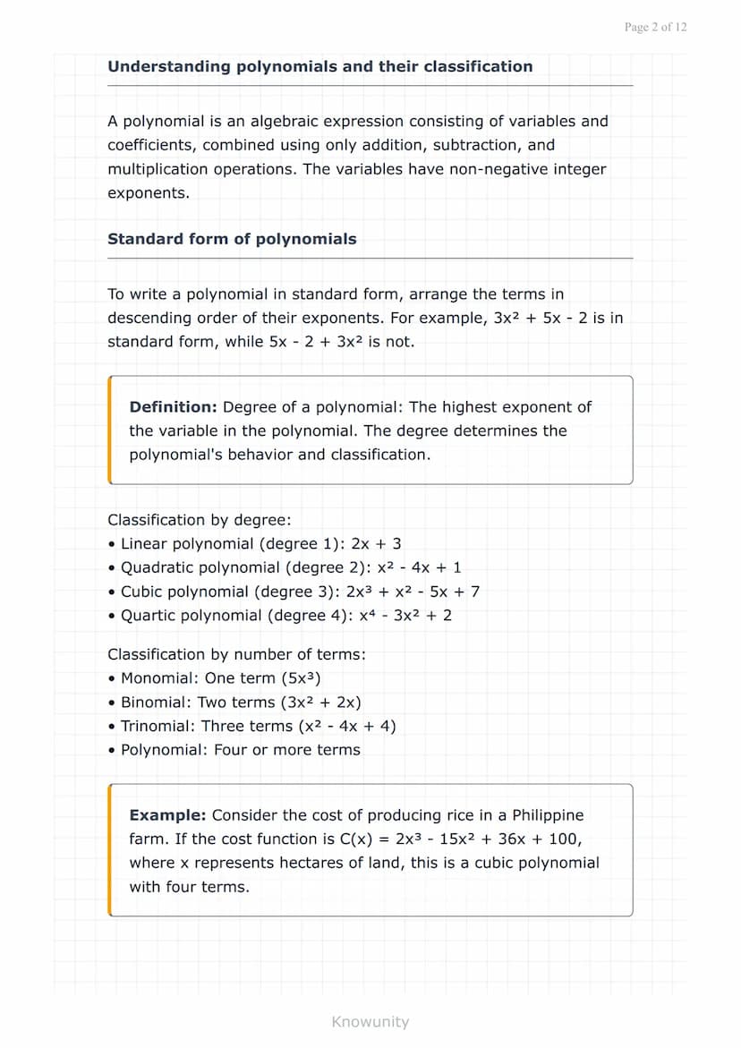 # Polynomials and polynomial functions: Operations on polynomials

Master addition, subtraction, multiplication, and division of polynomials