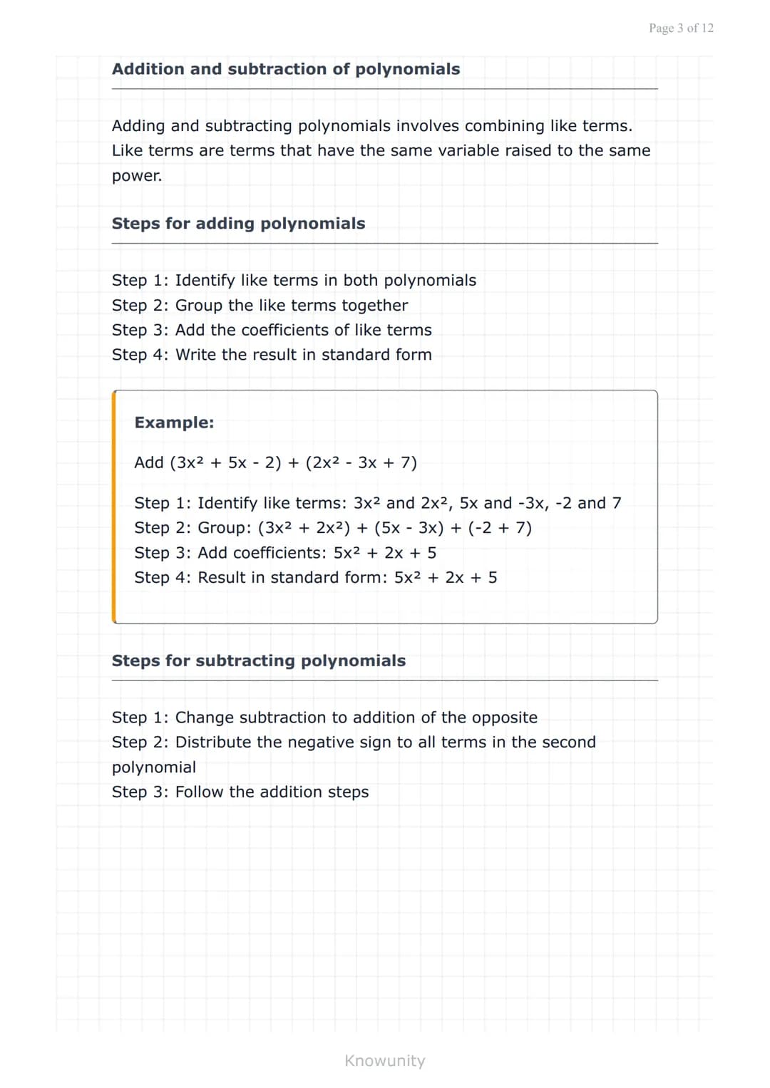 # Polynomials and polynomial functions: Operations on polynomials

Master addition, subtraction, multiplication, and division of polynomials