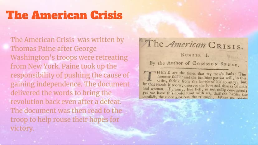 Propaganda
during
American
Revolution
By: Kate B, Nitya V, and Vaishnavi K Thomas Paine's Common Sense
Paine's Common Sense, originally publ