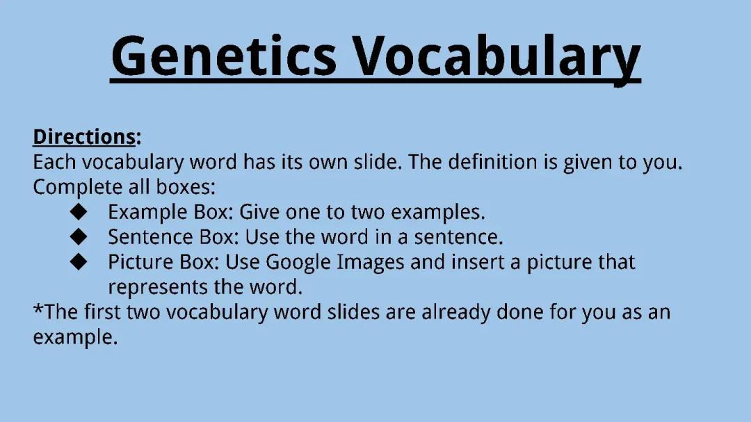 Genetics Study Guide: Fun Examples and Easy Vocabulary!