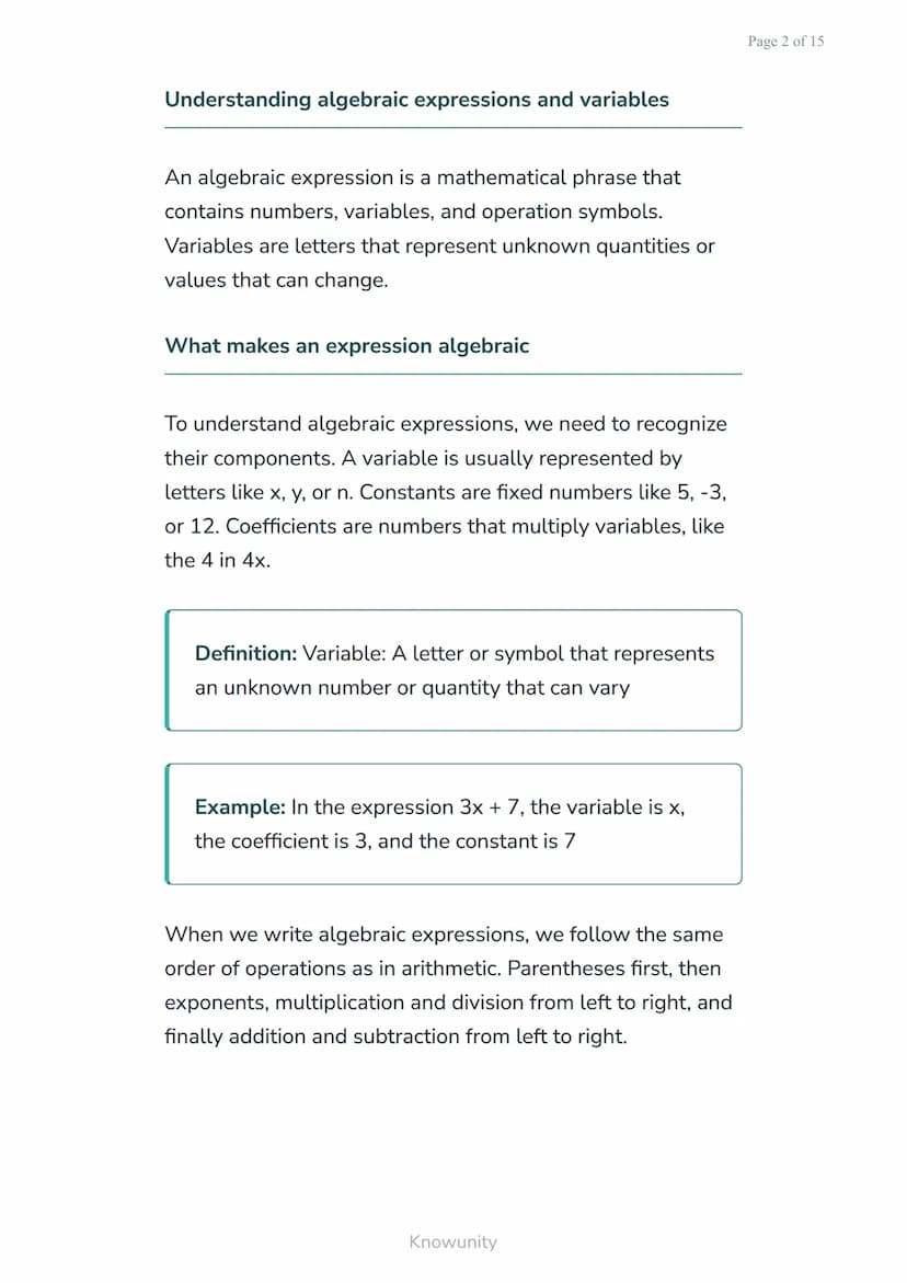 Translating word problems into algebraic expressions and
equations
Learn to convert real-world problems into
mathematical expressions
What y