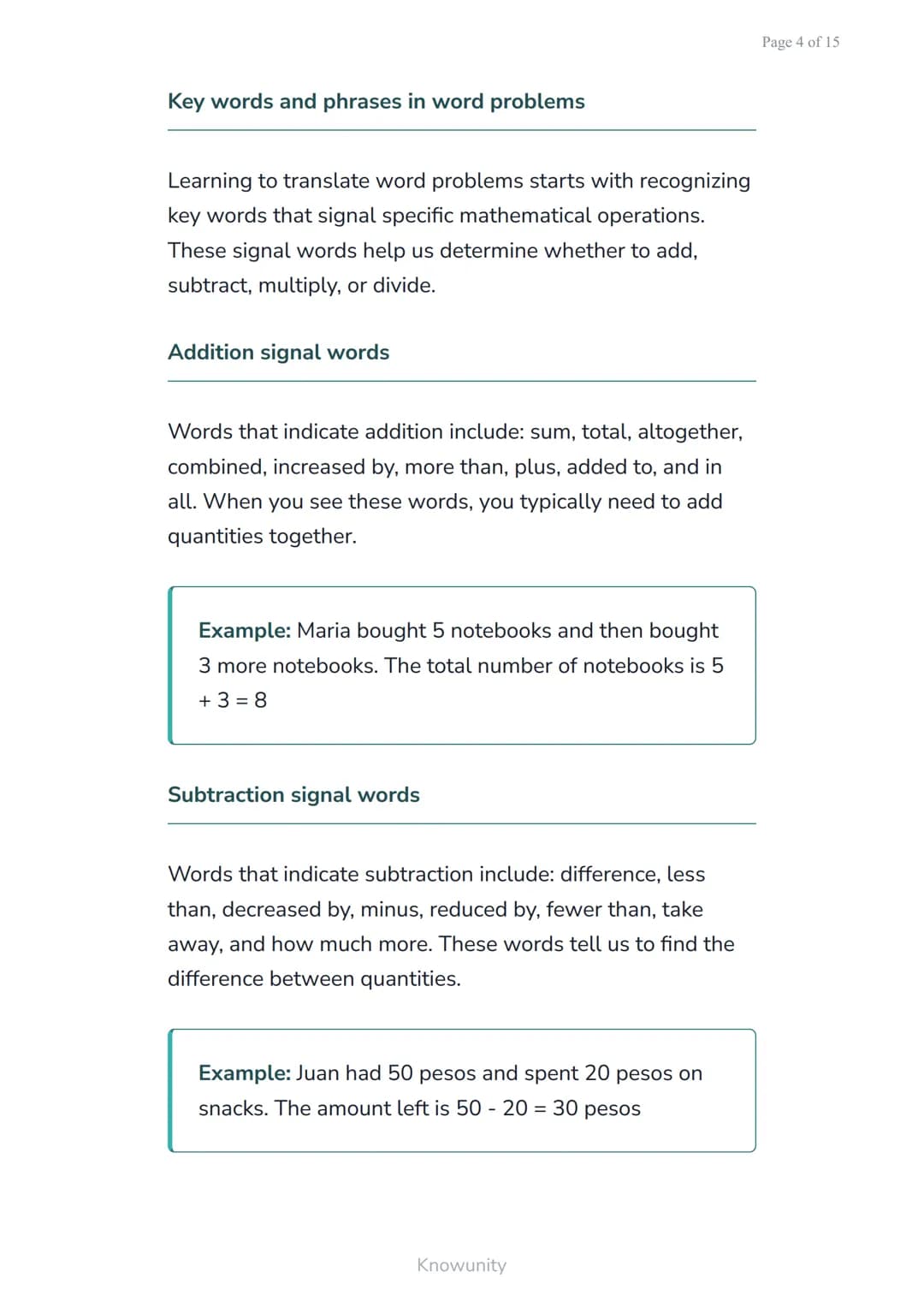 Translating word problems into algebraic expressions and
equations
Learn to convert real-world problems into
mathematical expressions
What y