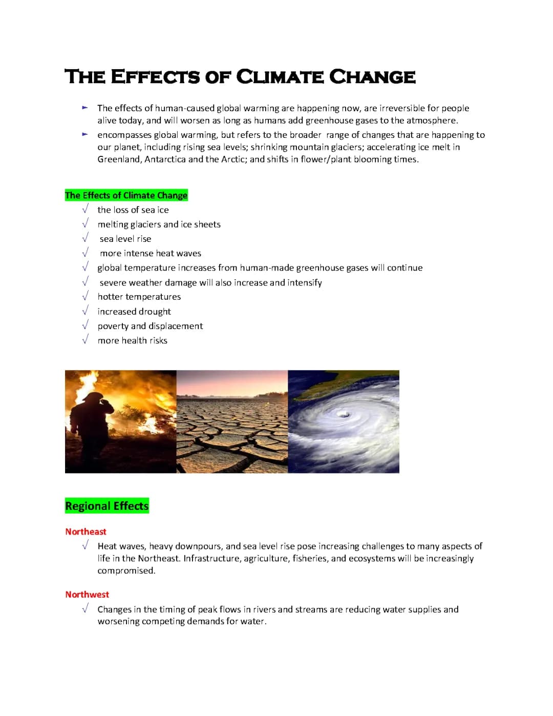 The Effects of Climate Change 