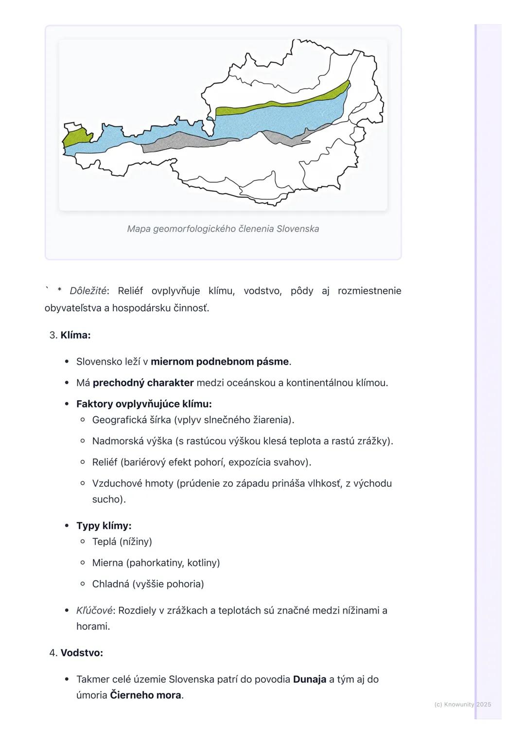 # Geografia Slovenska

## 1. Prehľad geografie Slovenska

Geografia Slovenska je pre mňa kľúčová, lebo nám pomáha pochopiť, kde
žijeme a ako