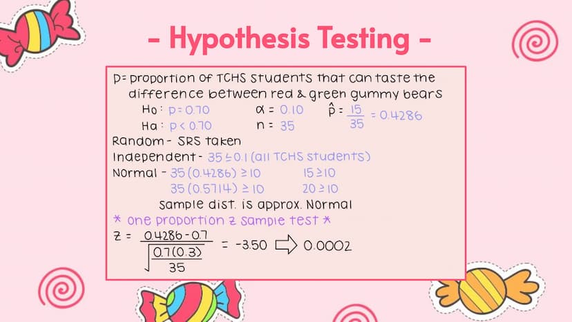 Hypothesis Testing
Blind Taste Test
AP Statistics Target Audience: all high school students.
Total Respondents / Test Subjects: 35
Main Purp