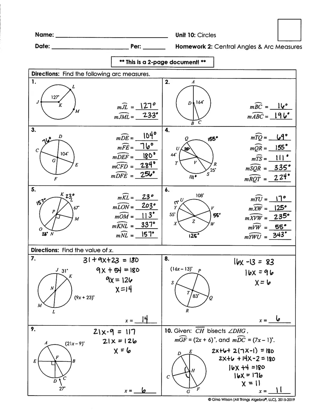 
<p>Name: <br />
Date:</p>
<h2 id="directionsarcmeasures">Directions: Arc Measures</h2>
<p>Find the following arc measures:</p>
<ol>
<li>104