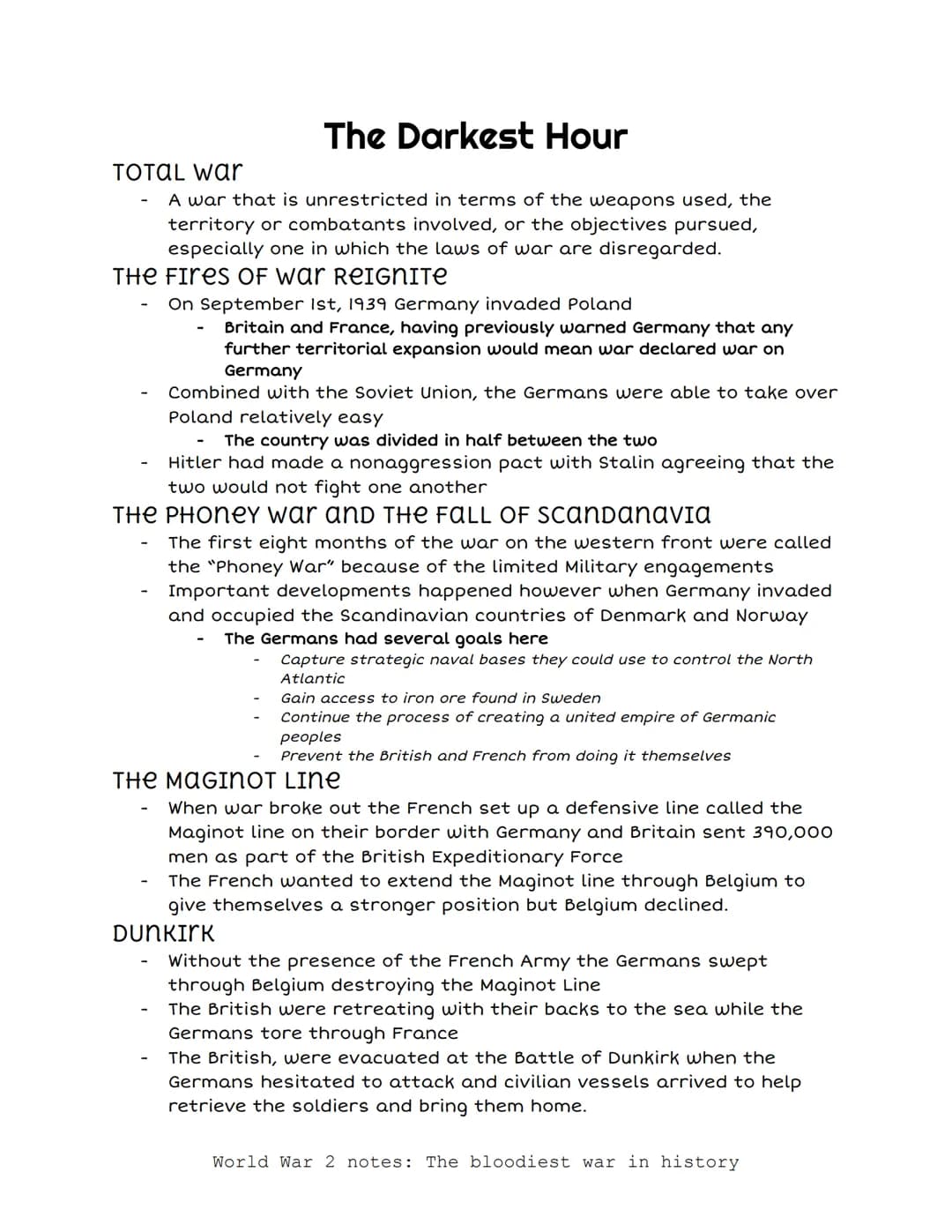 The Darkest Hour
TOTAL war
A war that is unrestricted in terms of the weapons used, the
territory or combatants involved, or the objectives 