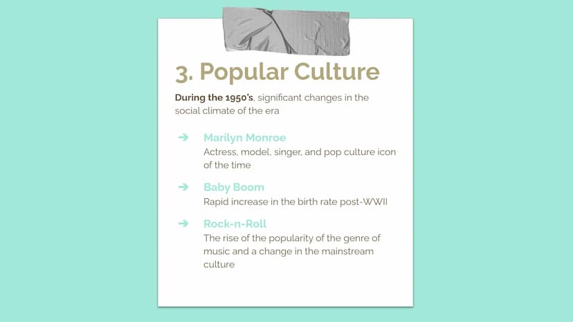 1950s Early Cold War & Culture
A Presentation by Arshi M Background Information
The 1950s Early Cold War & Culture was characterized
by mult
