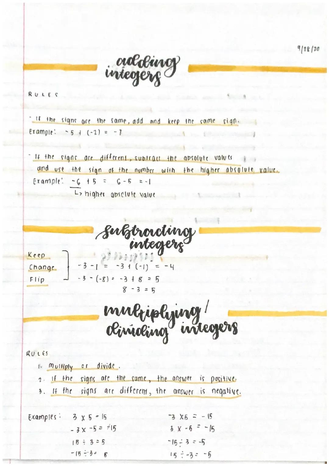 Rules of Integer Operations