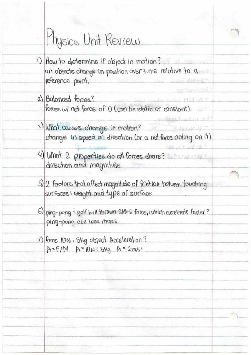 NEWTON'S LAWS
Newton's First Law:
- an object at rest will remain at rest, and an object moving
at a constant velocity will continue moving 