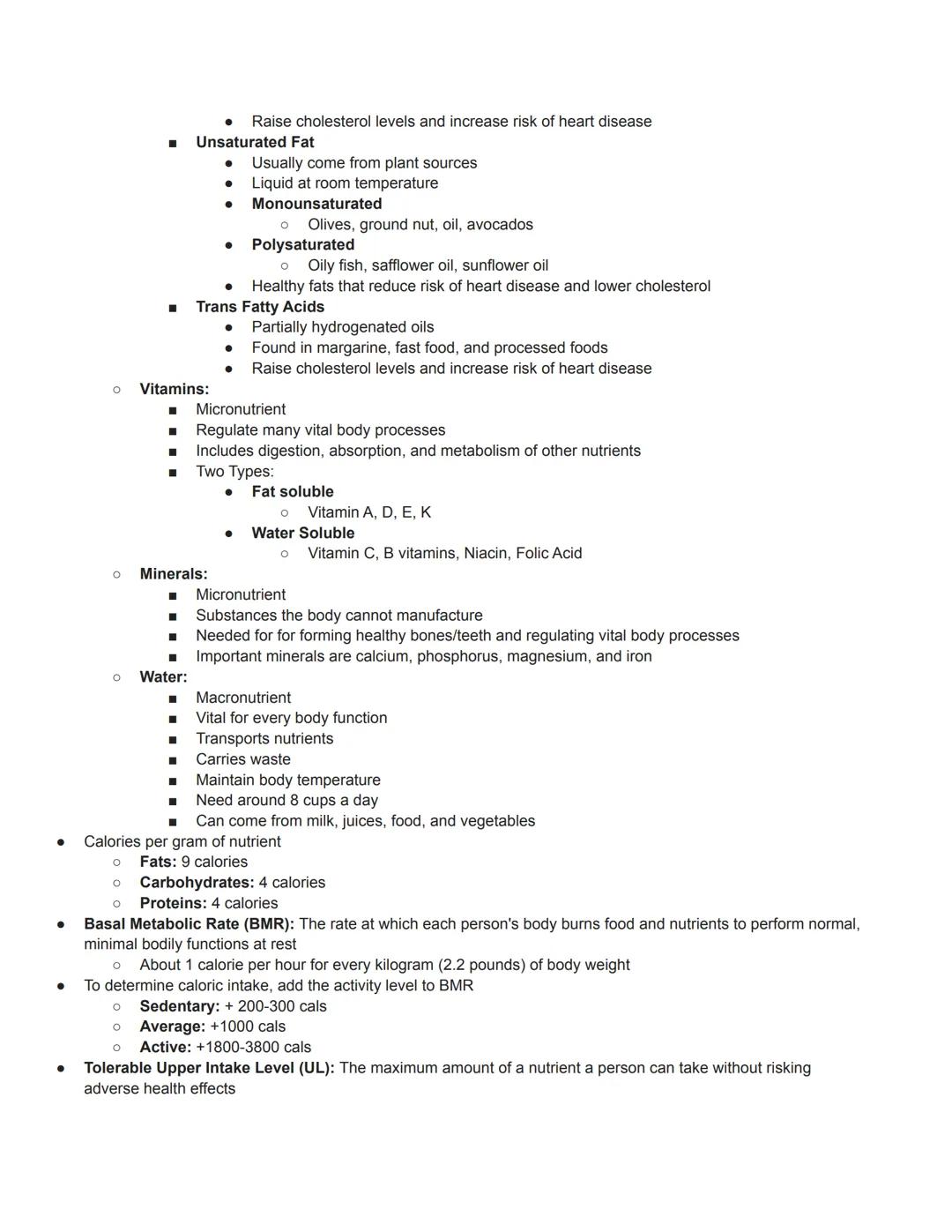 ●
●
●
● Recommended Daily Allowance (RDA): The recommendation for the amount of a nutrient necessary to meet
the nutritional needs of a pers