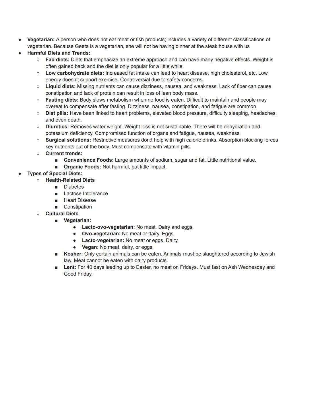 ●
●
●
● Recommended Daily Allowance (RDA): The recommendation for the amount of a nutrient necessary to meet
the nutritional needs of a pers