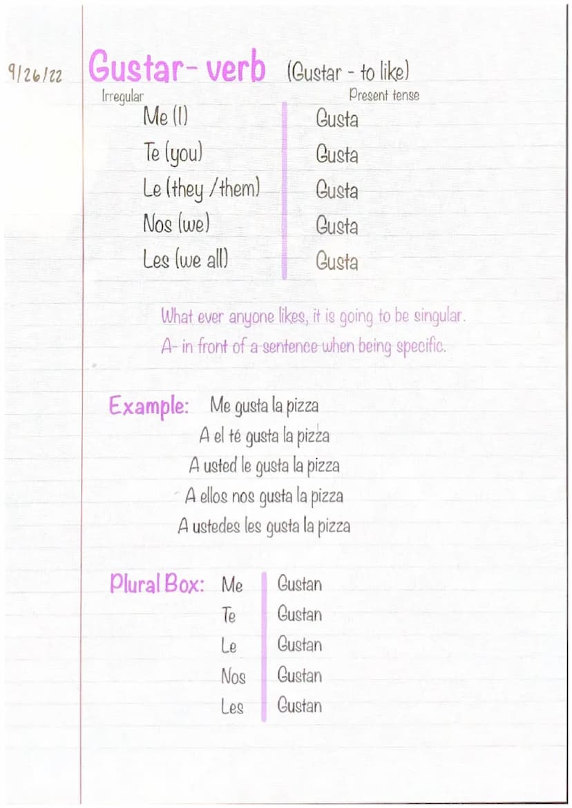 8/17/22 Subject Pronoun/Personal
Yo
Tú
El
Ella
Usted
Nosotros
Ellos, Ellas
Ustedes
You
He, him
She, her
You(formal)
We, Us
They, them
You al