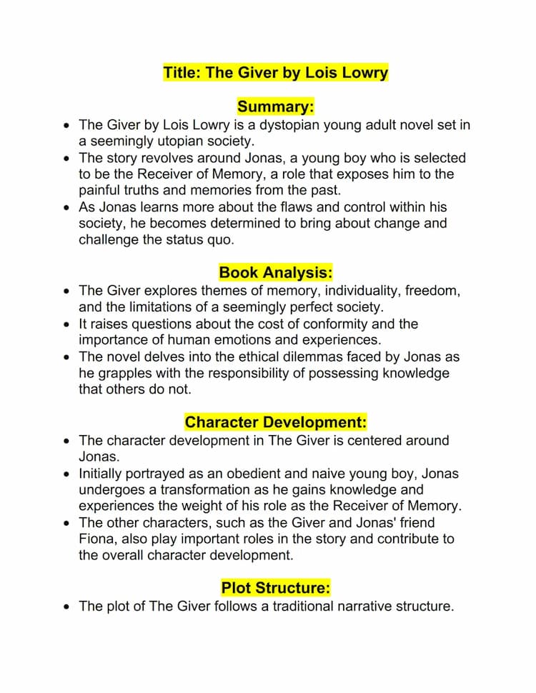 Simply explained: The Giver Book: Easy Analysis, Cool Themes, and 