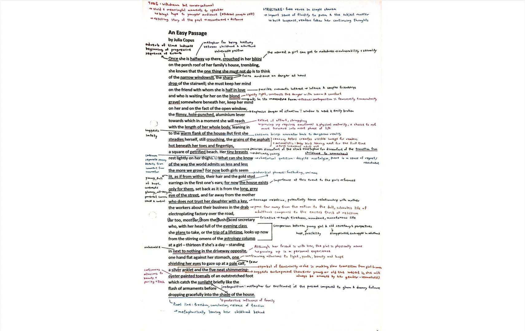 TONE withdrawn but conversational
→Vivid + meaningful moments to speaker
brings hope to younger audience (ethereal young or self)
retelling 