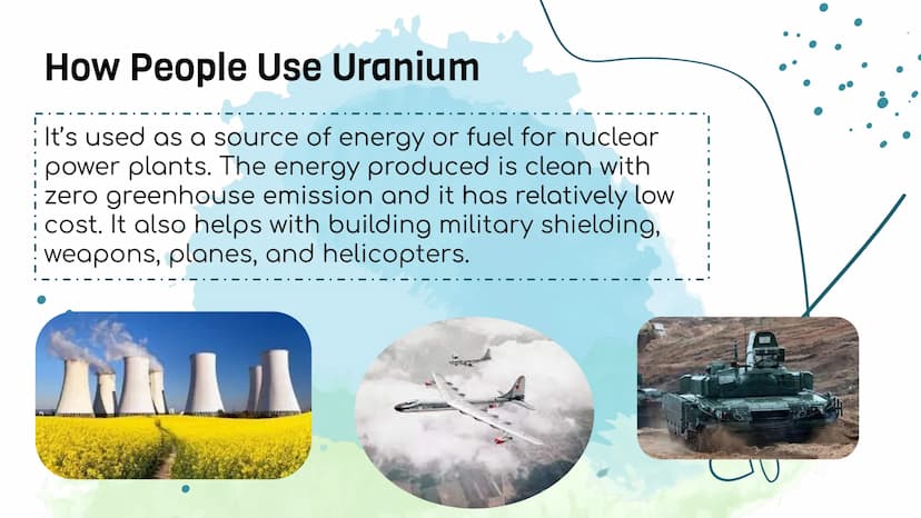 Uranium
Do
0000 Uranium is Made of...
92 protons, 92 electrons and 6 valence
electrons
It is heavy, dense and ductile
It's color is a silver