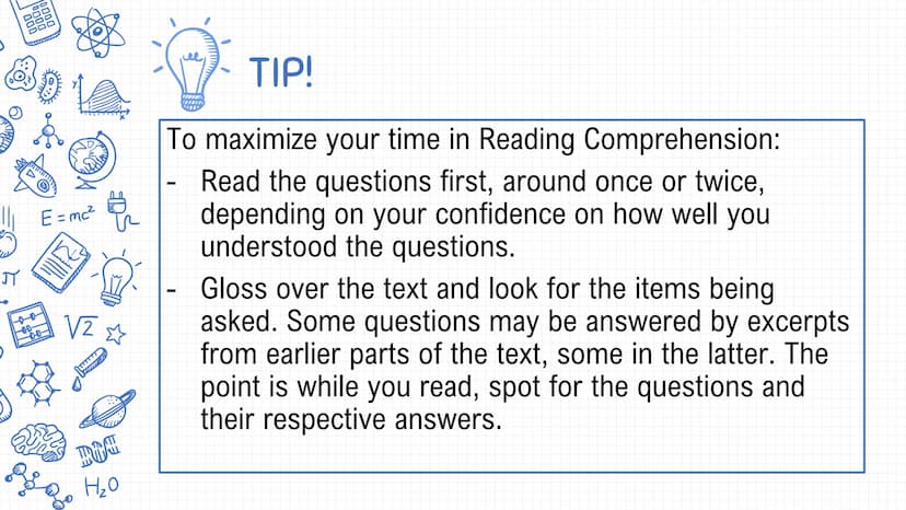 What should I consider in Reading
Comprehension?
Introduction
Reading Comprehension is not always about texts like stories or
essays. Unlike