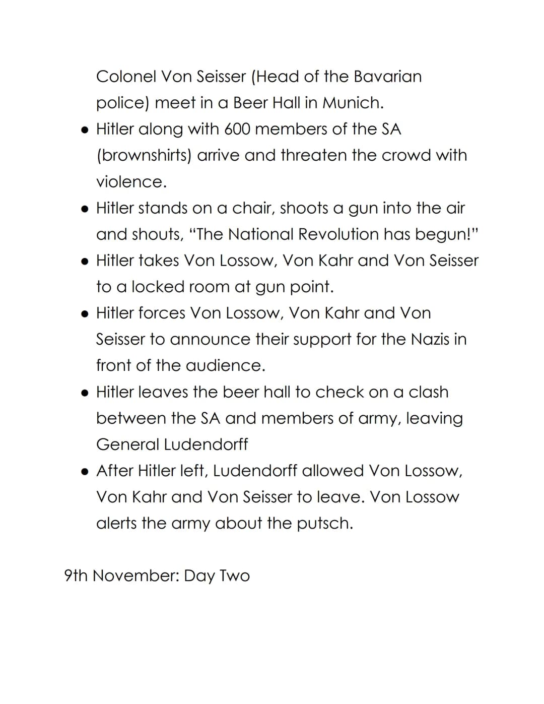 Hitler and Nazi Germany revision: What happened
during the Munich Putsch/Beer Hall Putsch in
November 1923?
Aims of the Munich Putsch:
• The