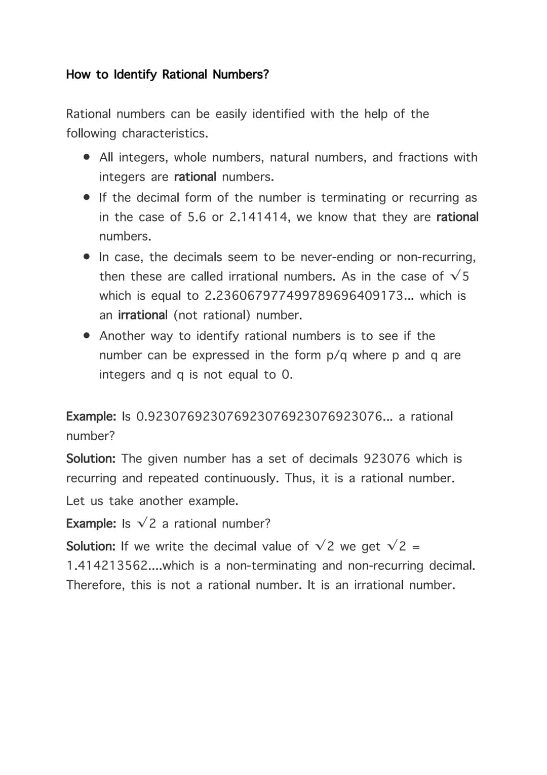Understanding Rational and Irrational Numbers: Examples and Definitions
