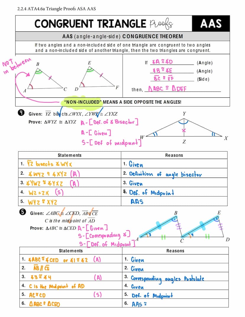 2.2.4 ATA4.6a Triangle Proofs ASA AAS
Name:
Date:
Aim: What SSS, and SAS? How do we use them to devise a plan to prove triangle congruence?
