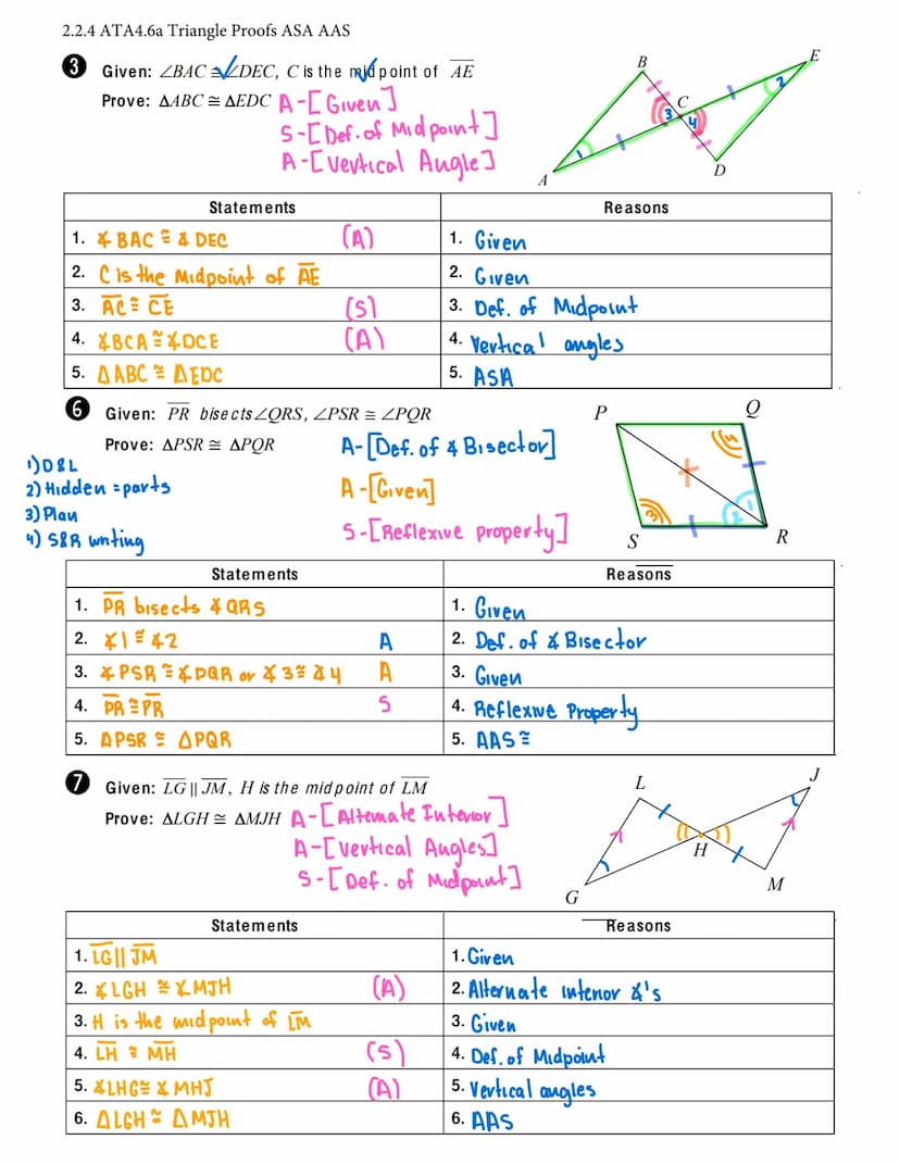 2.2.4 ATA4.6a Triangle Proofs ASA AAS
Name:
Date:
Aim: What SSS, and SAS? How do we use them to devise a plan to prove triangle congruence?
