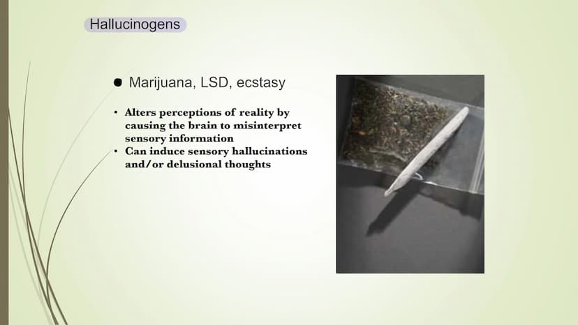 The Effects Psychoactive Drugs
● Substances which cause changes in body chemistry
• Produce changes in perception, conscious awareness, and/