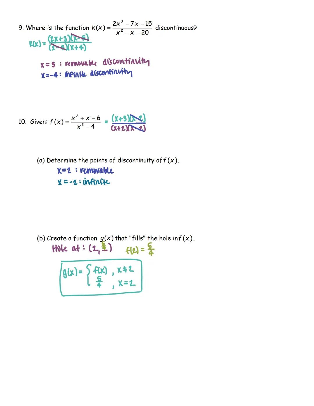 UNIT 1: 2.1-2.3
LIMITS & CONTINUITY
SOLUTION SET
(worked out solutions and notes included) LIMITS FROM GRAPHS WU
1. Given the piecewise func