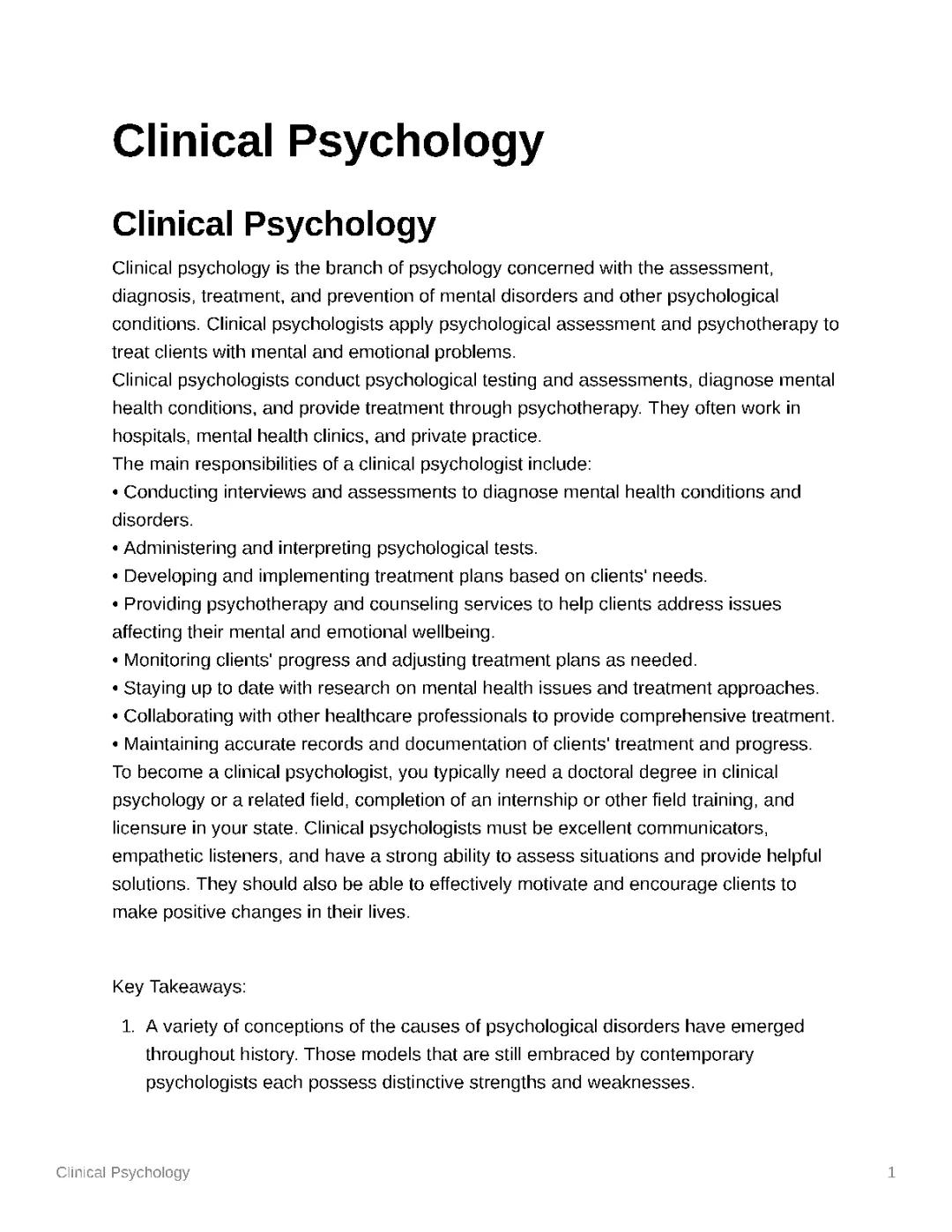 Clinical Psychology