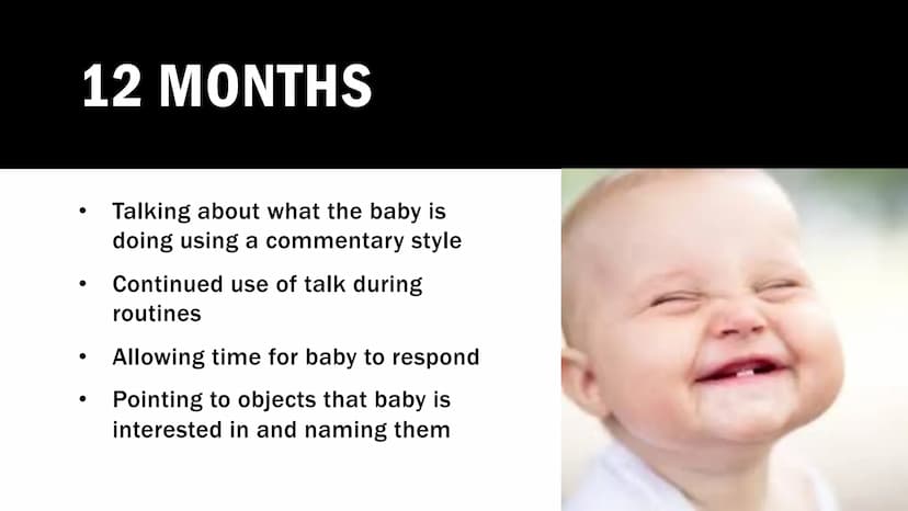 PROMOTING
LANGUAGE 0-
2 YEARS
The role of parents/carers, practitioners, and other
professionals. 6 WEEKS
Look for times when your child is 