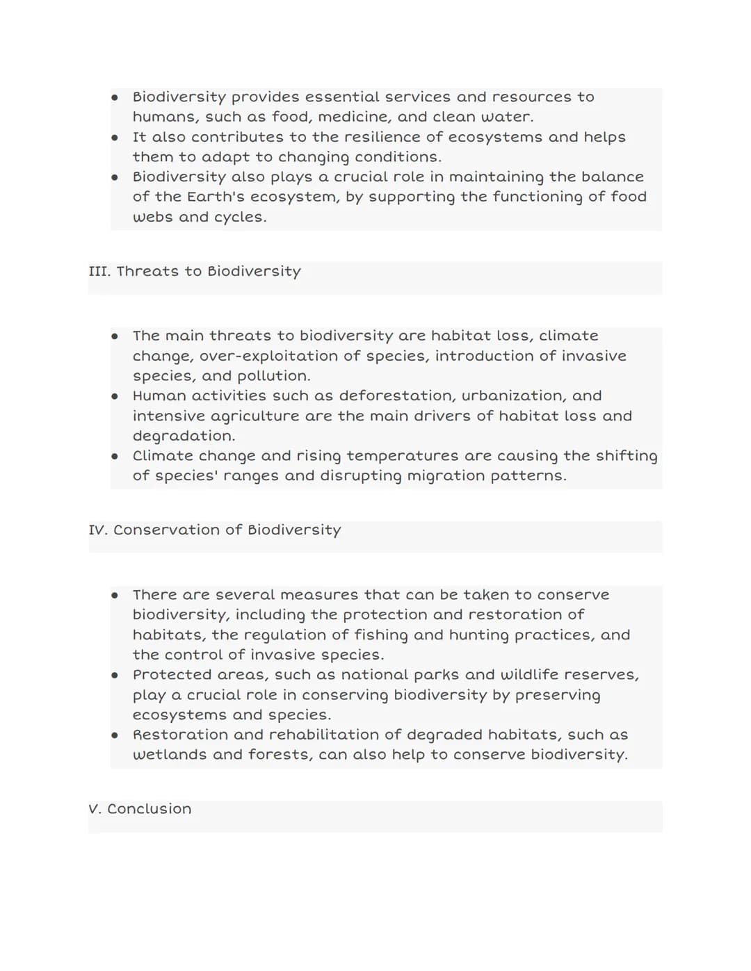 I. Introduction
Biodiversity
• Biodiversity refers to the variety of life in the world, including
the variety of species, ecosystems, and ge