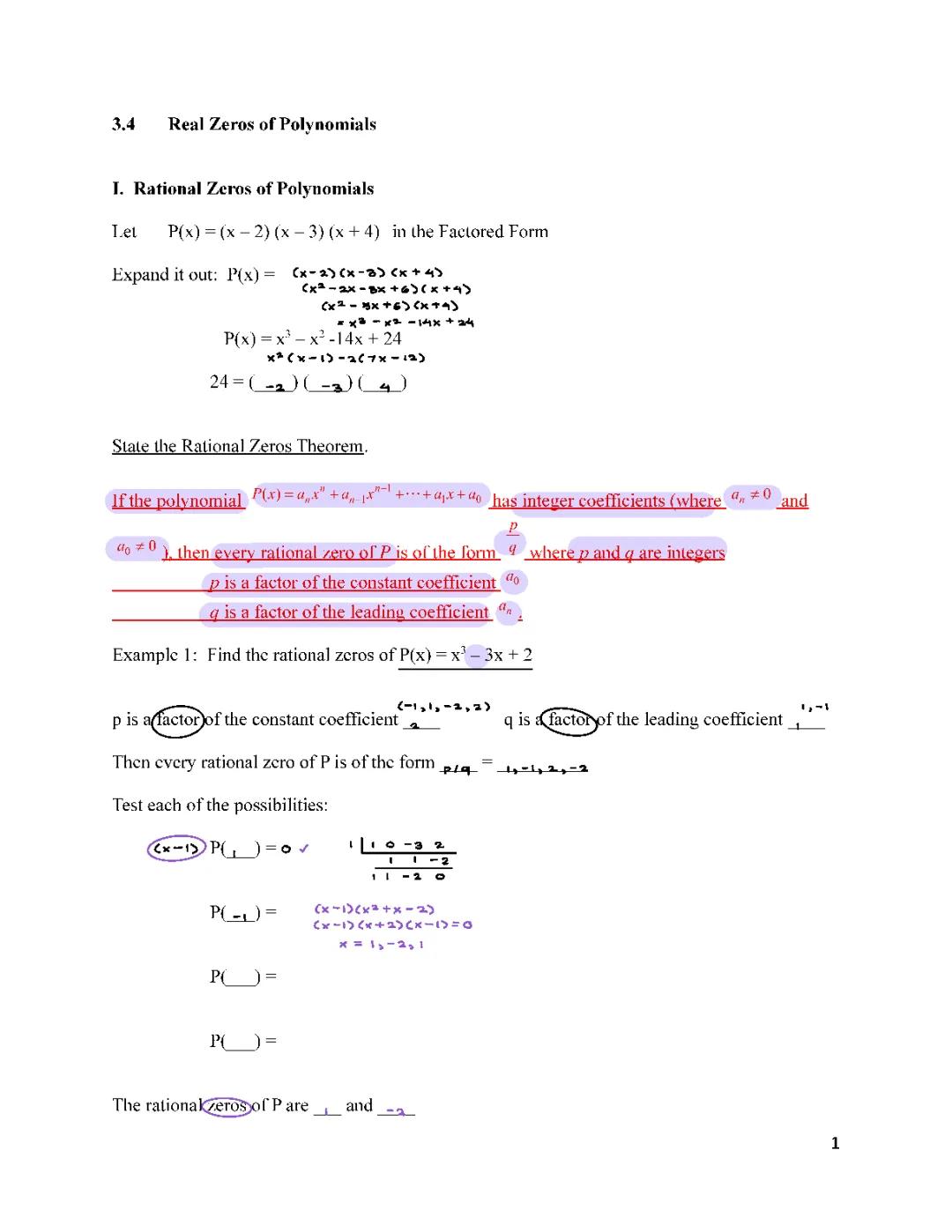 Real Zeros of Polynomials