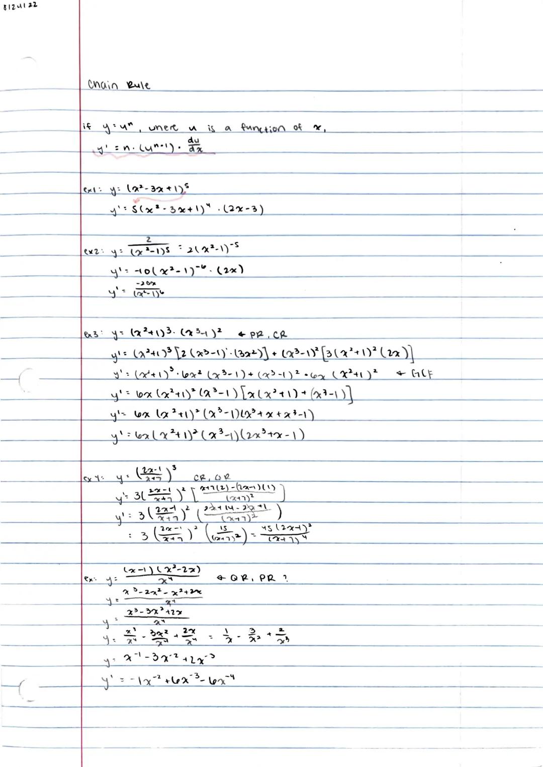 Chain Rule for Derivatives