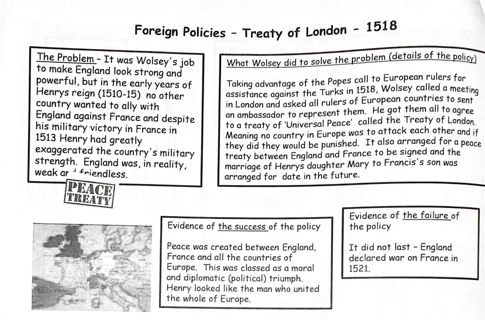 Foreign Policies - Treaty of London - 1518
The Problem - It was Wolsey's job
to make England look strong and
powerful, but in the early year