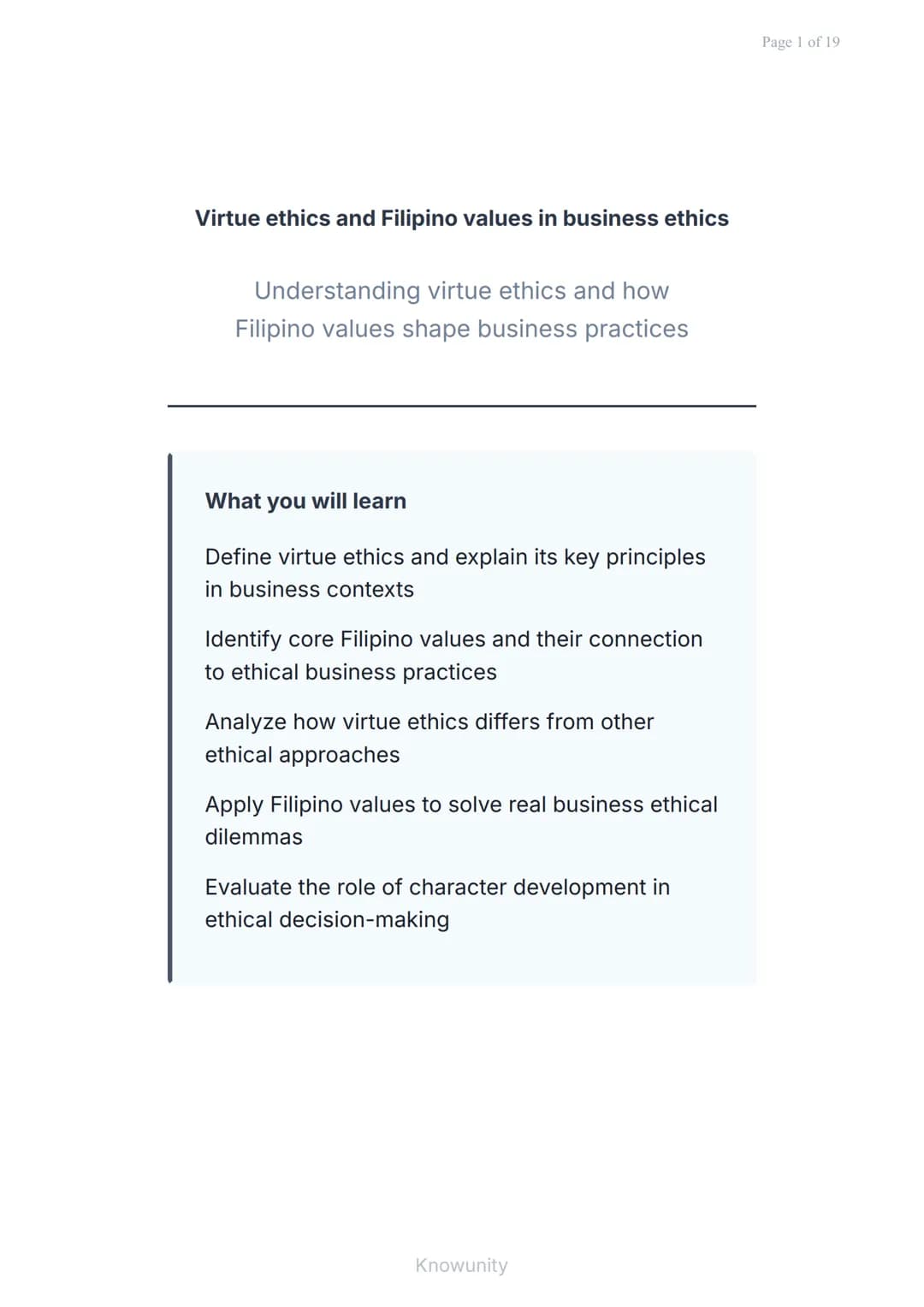 Virtue ethics and Filipino values in business ethics