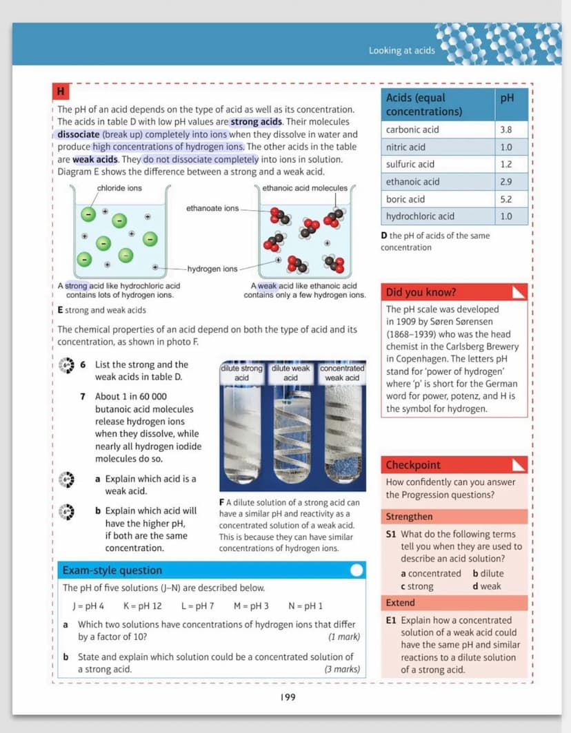 Acids and Alkalis
If there is
ph level.
Ph stands for power of hydrogen ions
The pH Scale
Common acids: hydrochloric acid, sulfuric acid. ni