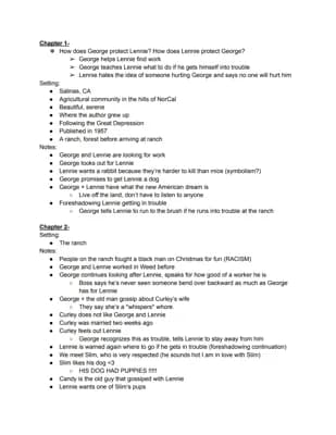 Know Of Mice and Men Chapters 1-3 Notes thumbnail