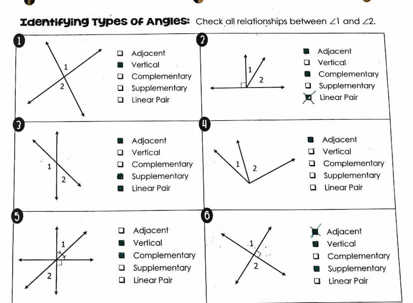 ADJACENT
ANGLES
Two angles that are
next to each other and
share a common side.
Example:
mal=30
Example:
COMPLEMENTARY
ANGLES
Any two angles