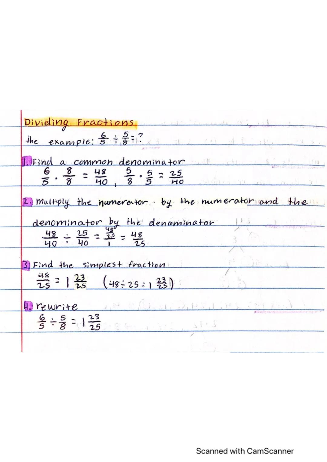 Dividing fractions