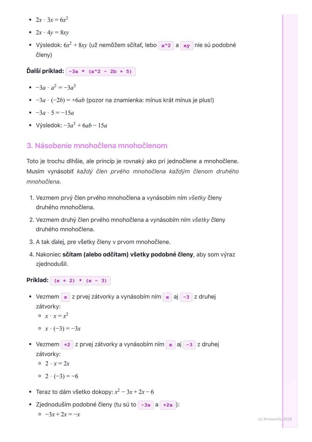 # Násobenie a delenie výrazov

Prehľad

Dnes si zopakujeme násobenie a delenie algebraických výrazov. Je to dôležité,
lebo nám to pomáha zje