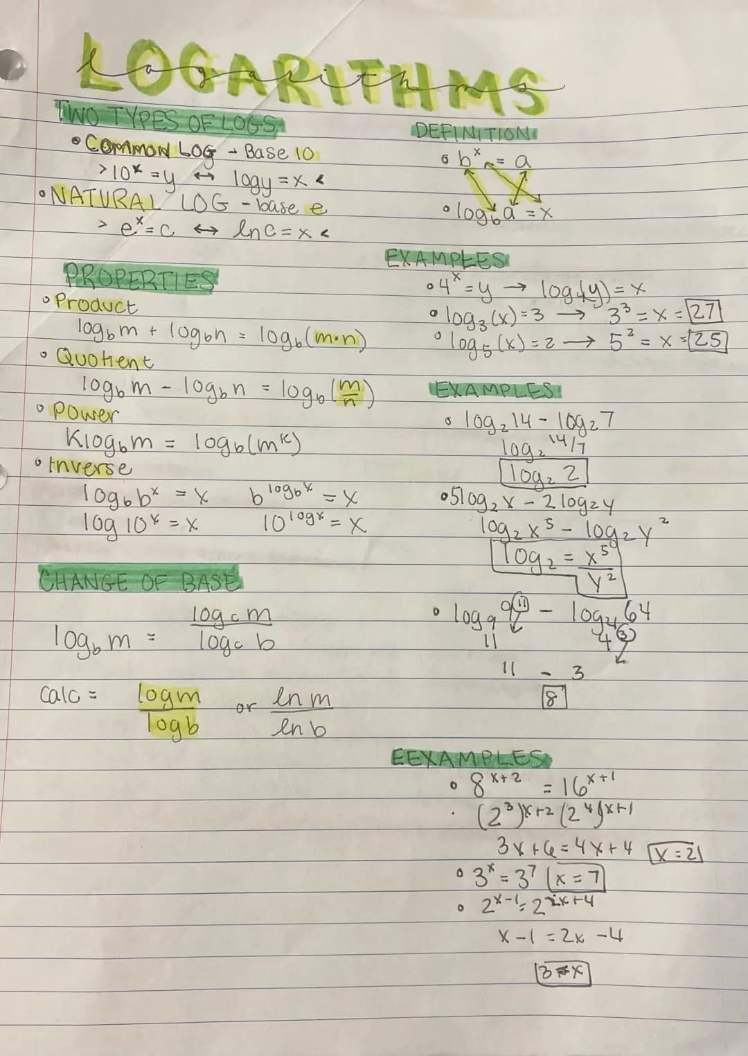 Pre-Calculus Logarithms