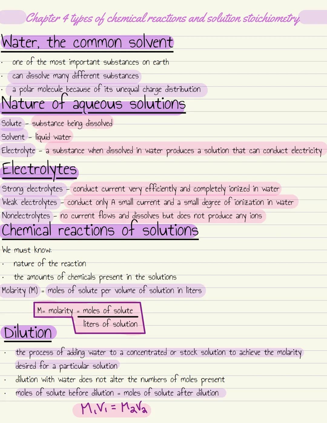 Chapter 4 types of chemical reactions and solution stoichiometry
Water, the common solvent
many
a polar molecule because of its unequal char