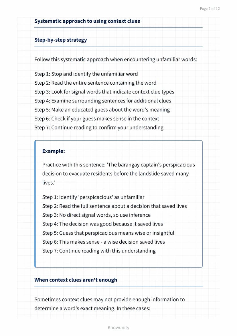 Reading comprehension and strategies: Context clues and
vocabulary
Master context clues and vocabulary strategies for
better reading
What yo